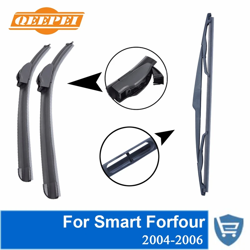 

QEEPEI Front and Rear Wipers no Arm for Smart Forfour 2004-2006 High Quality Natural Rubber Windscreen 26 '' + 18 ''