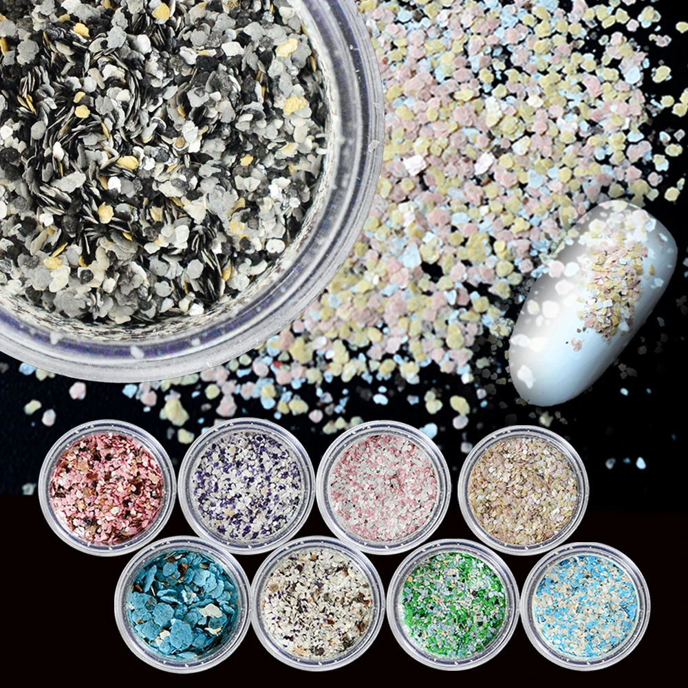 

1Box Irregular Marble Nail Glitter Shell Pigment Powder Nail Art Paillete Flakes Decorations DIY Nail Design Accessory LA465