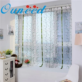 

HOT! Ouneed Embroidere flower Tulle Window Screens Curtain Panel Sheer 100*80cm Gift 1pc Dropshipping june6