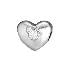 Подходит Pandora талисманы браслеты сердце бусины в виде Микки-Мауса с Ясно CZ 100% 925 пробы серебряные ювелирные изделия Бесплатная доставка