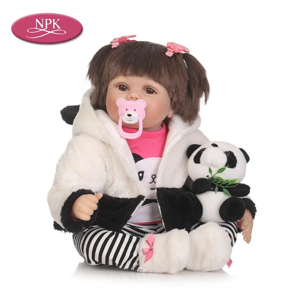 NPK 55CM Silicoen Reborn Baby Doll Soft Cotton Body Lifelike Cosplay Panda Newborn Princess Girl Toy Doll Reborn Menina 2018 (1)