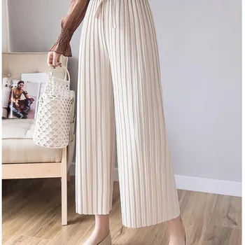 

Hot Sale 2019 Women Solid High Waist Loose Pant Summer New Fashion Sashes Bow Casual Work Pant Elegant Pleated Wide Leg Pant