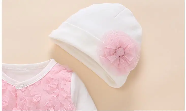 Newborn Baby Clothes Romper Unisex Set With Hat Baby Girl Rompers Autumn Fashion Cotton Baby Clothing 1 year Baby Birthday Gift
