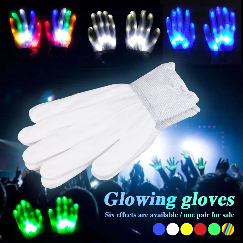 1 пара уникальный светодиодный светящиеся перчатки освещение мигающие перчатки светящиеся мигающие Красочные перчатки со скелетом Танцы клуб набор для вечеринки