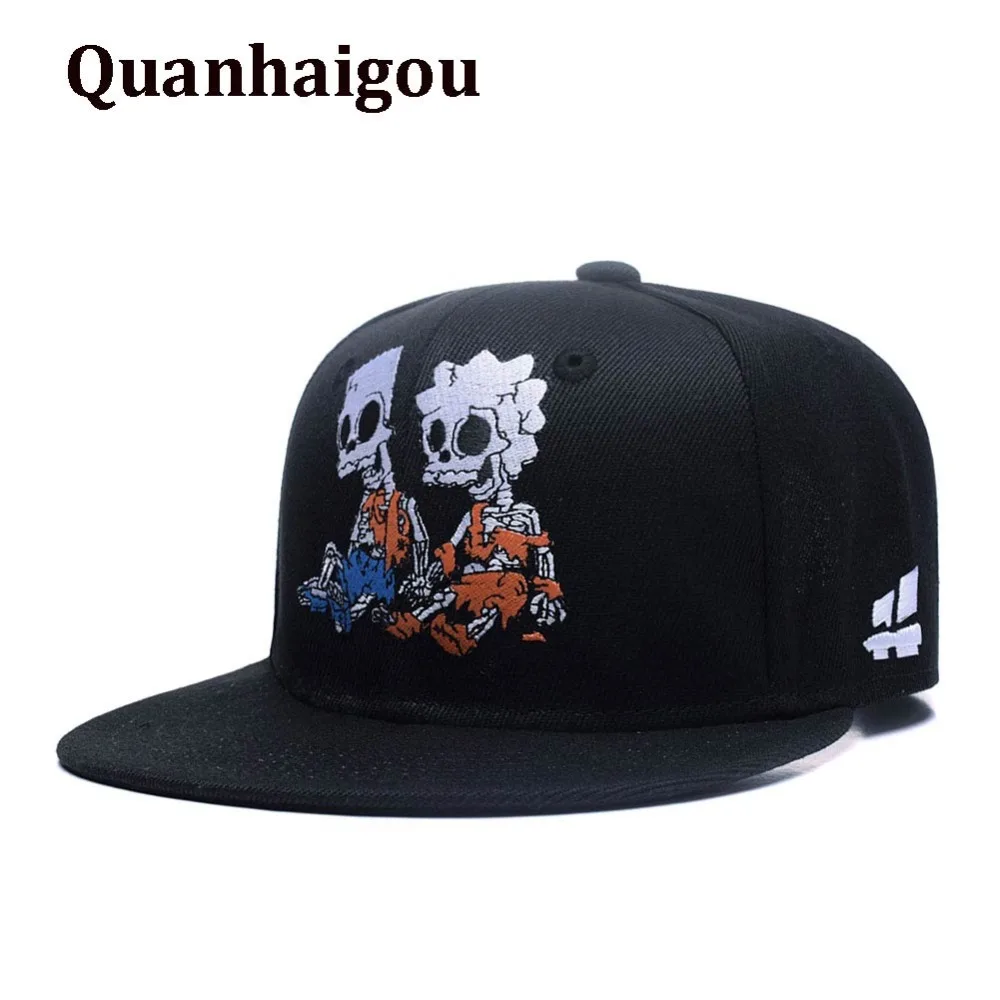 Милый Череп Зомби Скелет вышивка Snapback шляпа унисекс Регулируемый плоский