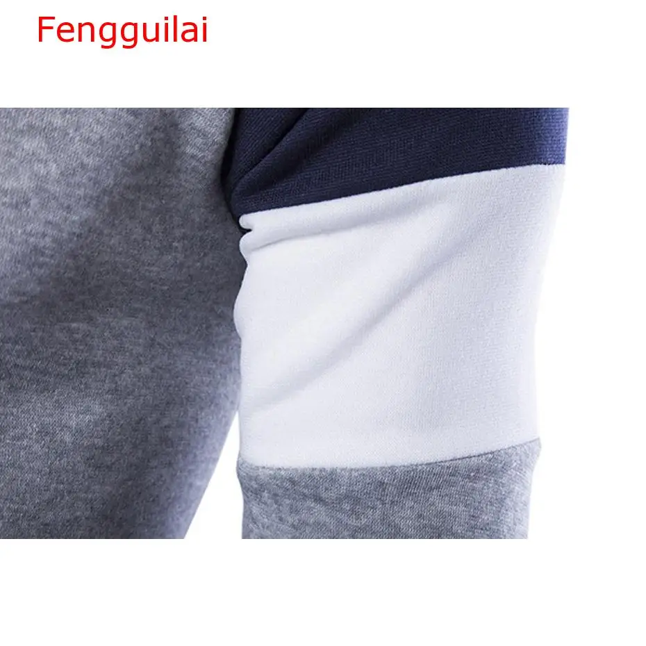 Fengguilai зимние Для мужчин свитер Slim Fit Knittwear Повседневный пуловер мужской свитер с нашивками с О-образным вырезом Для мужчин тянуть Homme Топы Для мужчин Костюмы