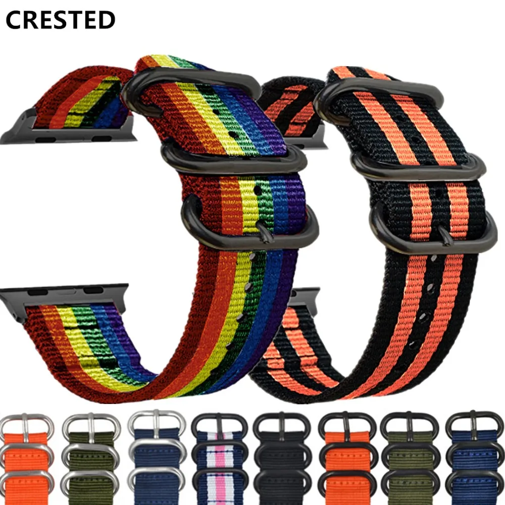Ремешок НАТО для Apple watch band плетеный нейлоновый браслет 5 3 4 44 мм 40 42 38 iwatch