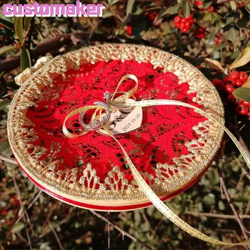 

High point New listed manual custom name wedding supplies bridal ring ring box sweet lace ring pillow handicrafts for wedding