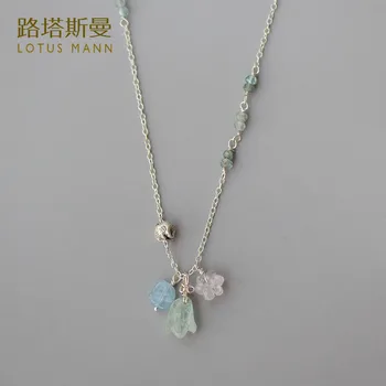

Lotus Mann necklace sea flower pendant with apatite 925 silver necklace