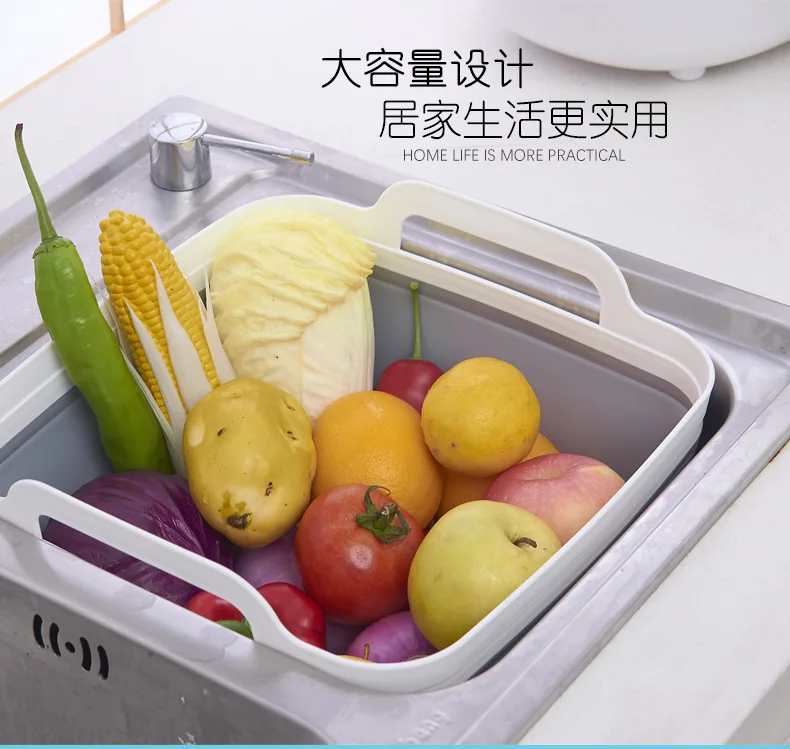 Foldable fruit vegetable storage basket Container Creative Portable Kitchen Cleaning Tools Camping Fishing Outdoor Accessories    (12)