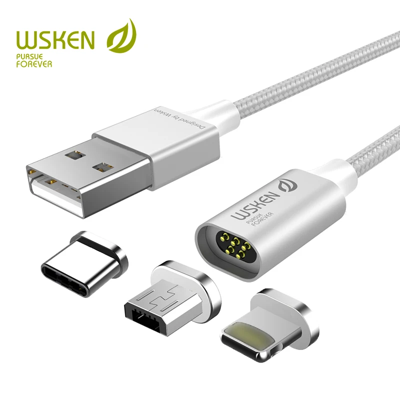 

WSKEN X2 Magnetic Cable Micro USB Type C 3A Fast Charging for iPhone XS XR Charger Cable Type-C USB-C for Samsung S9 S8 Adapter