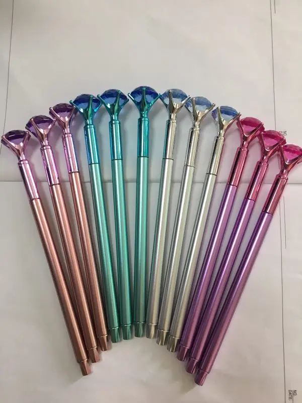 12 шт набор алмазных гелевых карандашей Kawaii 0,5 мм черные, голубые чернила Цветные Шариковые Ручки Волшебная шариковая ручка с кристаллами школьные канцелярские принадлежности - Цвет: 12 Pcs Mixing