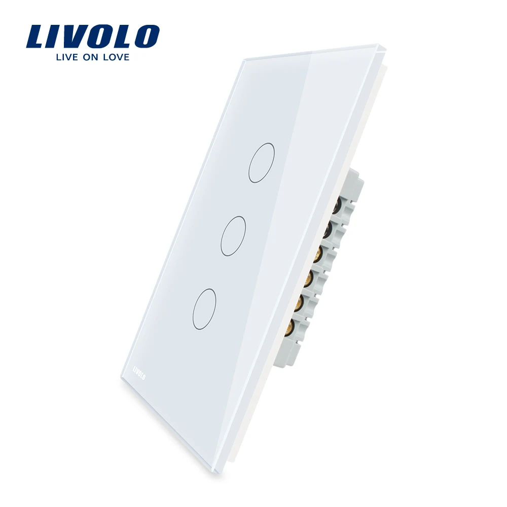 

Livolo US/AU Standard Vertical Wall Light Touch Screen Switch,3Gang, 110~250V,for 3 lamps,China/US warehouse