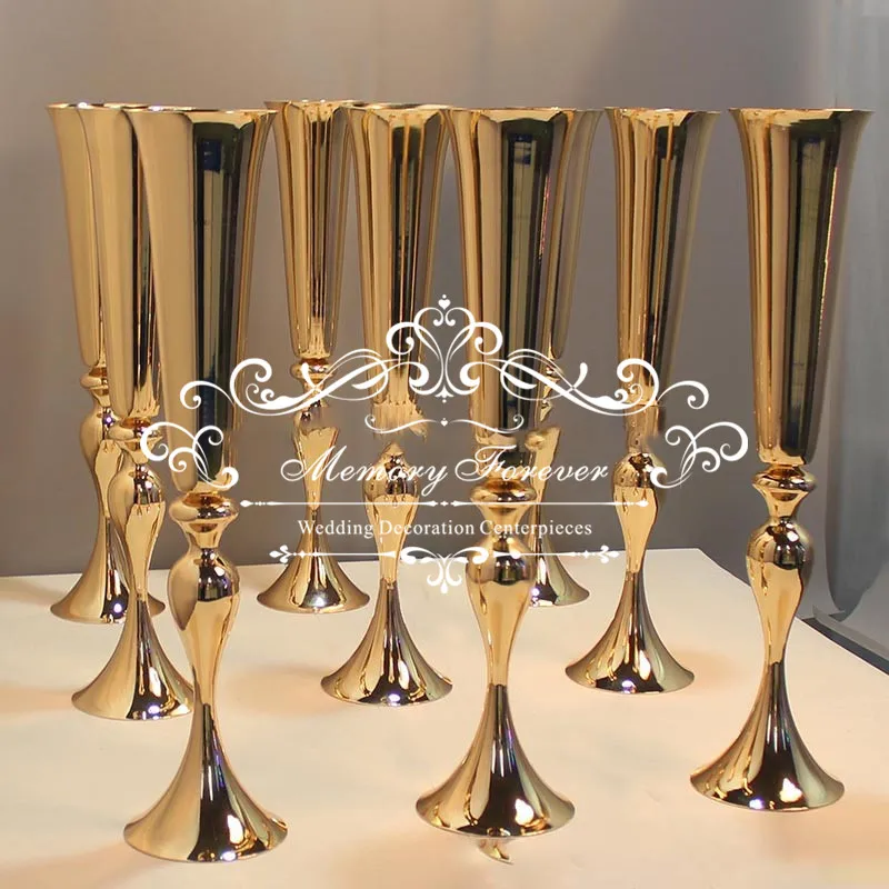 Aliexpress.com : Buy gold metal vase trumpet vase gold flower Vase w wedding centerpiece vase ...