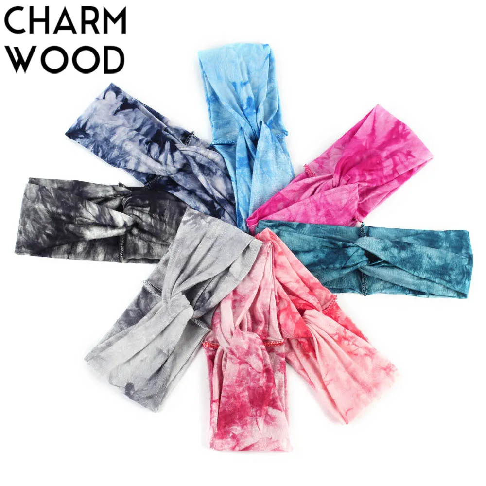 

Women's Twisted Knotted Headband Summer Tie Dye Print Hair Band for Girls Elastic Stretch Turban Woman Spa Headbands