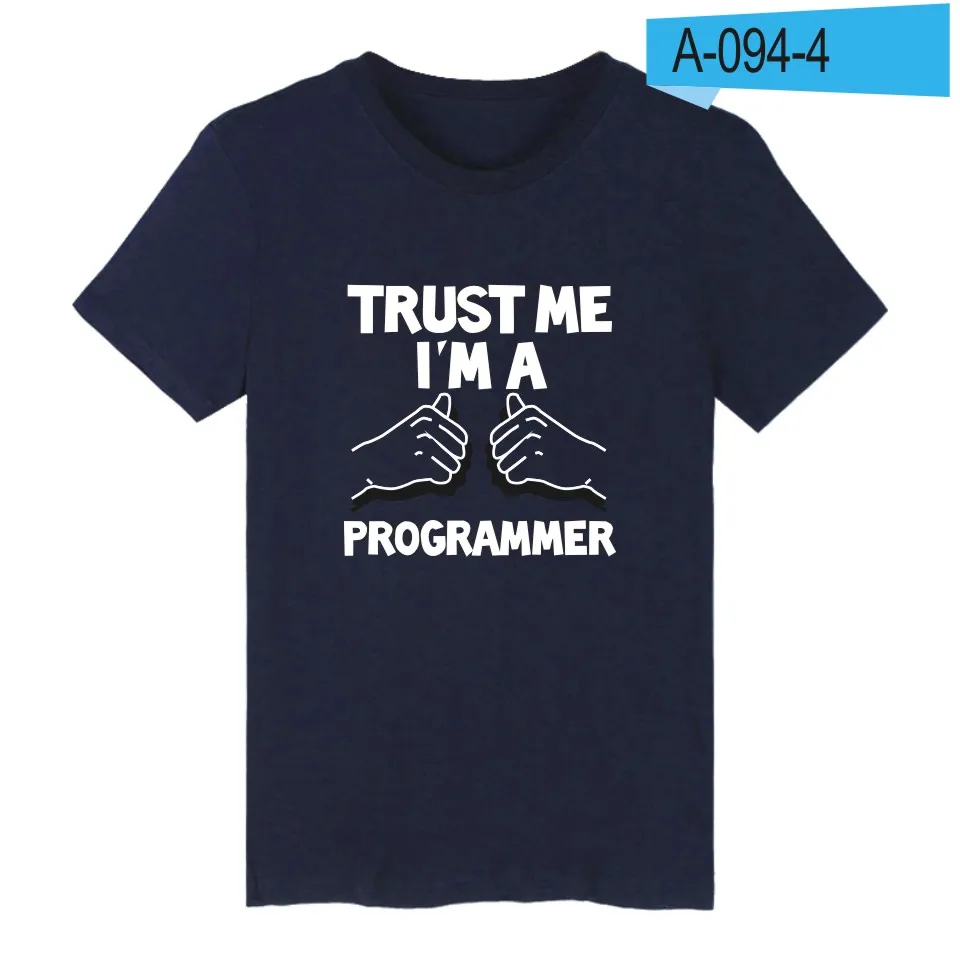 Trust Me I'm A Programmer language C++ Java с принтом логотипа, футболка с коротким рукавом, хлопковая футболка для программиста - Цвет: navy blue