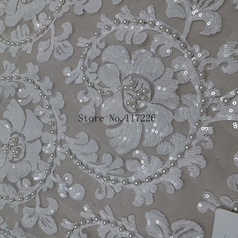 

pretty flower embroidered tulle lace fabric with beads and sequins flowers tulle net material JRB-29208 for party dress