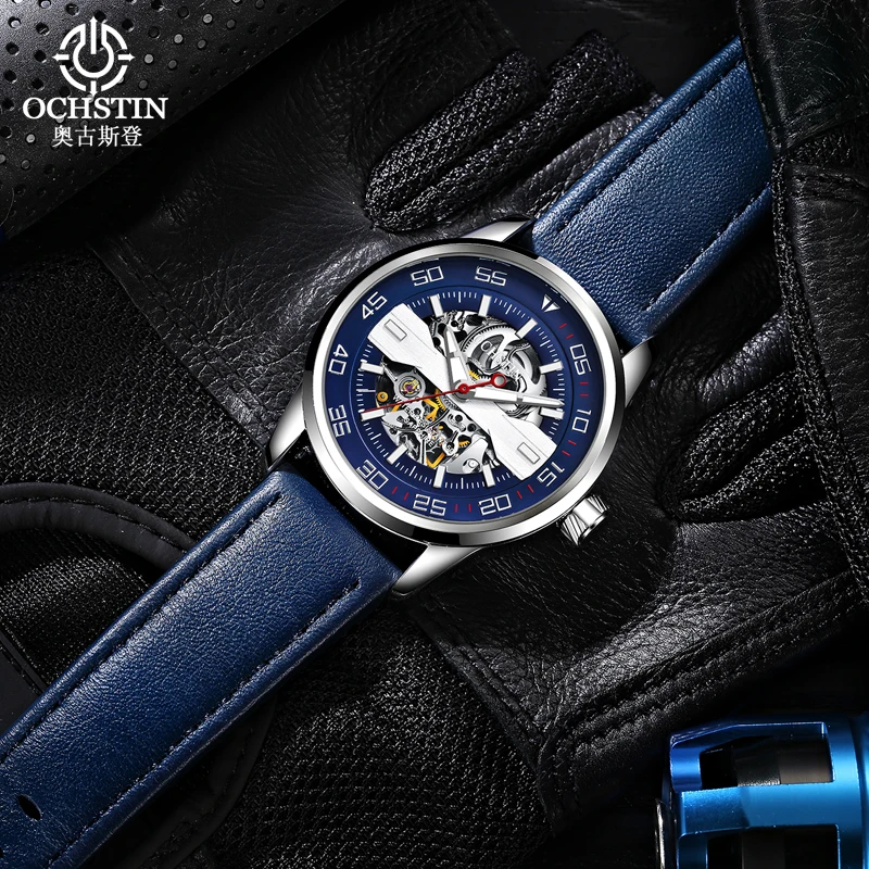 Top Brand OCHSTIN Men's Blue Business Automatico Mechanical Watches Men Sport Wristwatches Relogio Masculino Male Clock For Gift