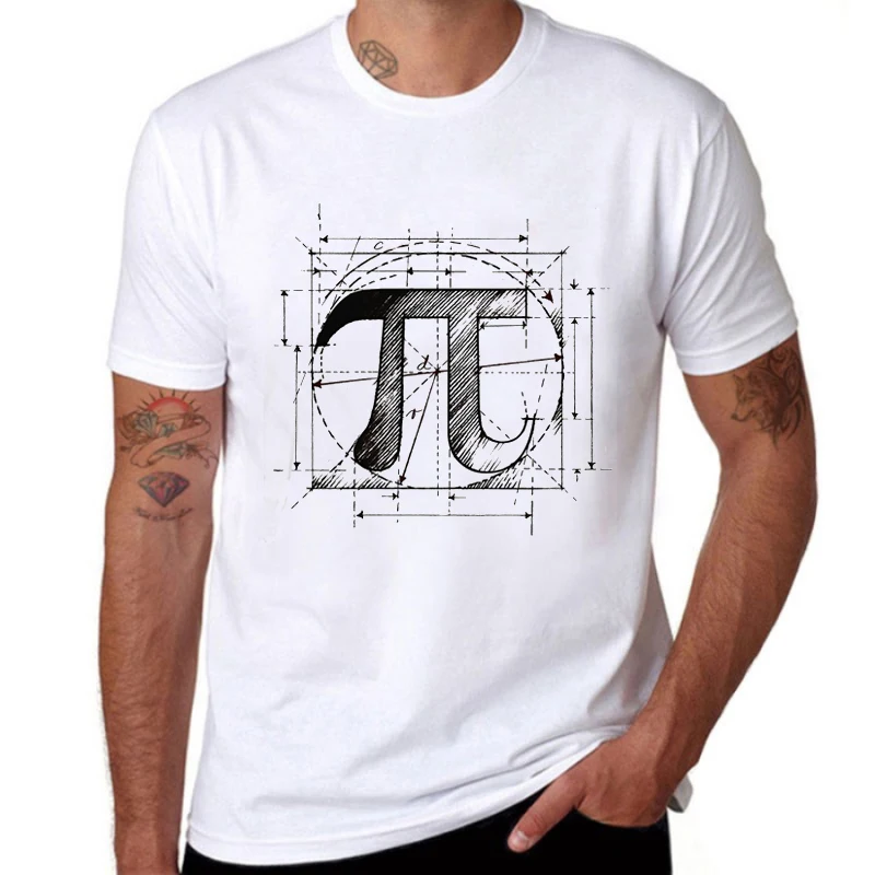 

2018 Hot Sale Vintage Symbol Sketch Math Pi T-Shirt Creative Design Printed Short Sleeve O-Neck T Shirt Men Tees 100% Cotton