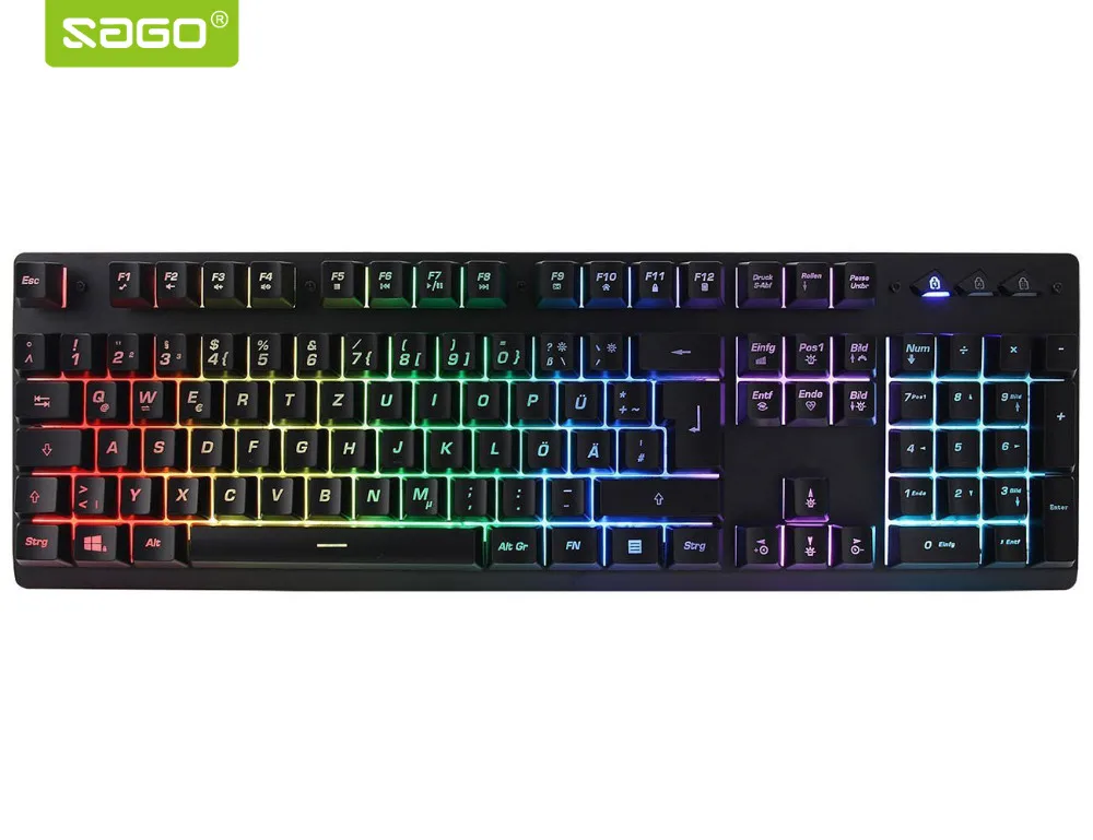 

Sago LED Backlit RGB 104-Key Rainbow Mechanical Felling Keyboard Multi language Waterproof USB Wired Keyboard for Windows OS