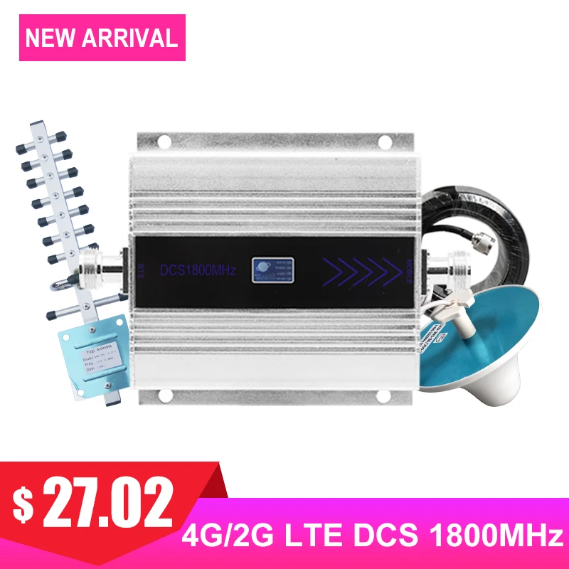 4G Repeater 1800MHZ DCS Cellular Signal Booster LCD Display Cell Phone Signal Amplifier Yagi Ceiling Antenna
