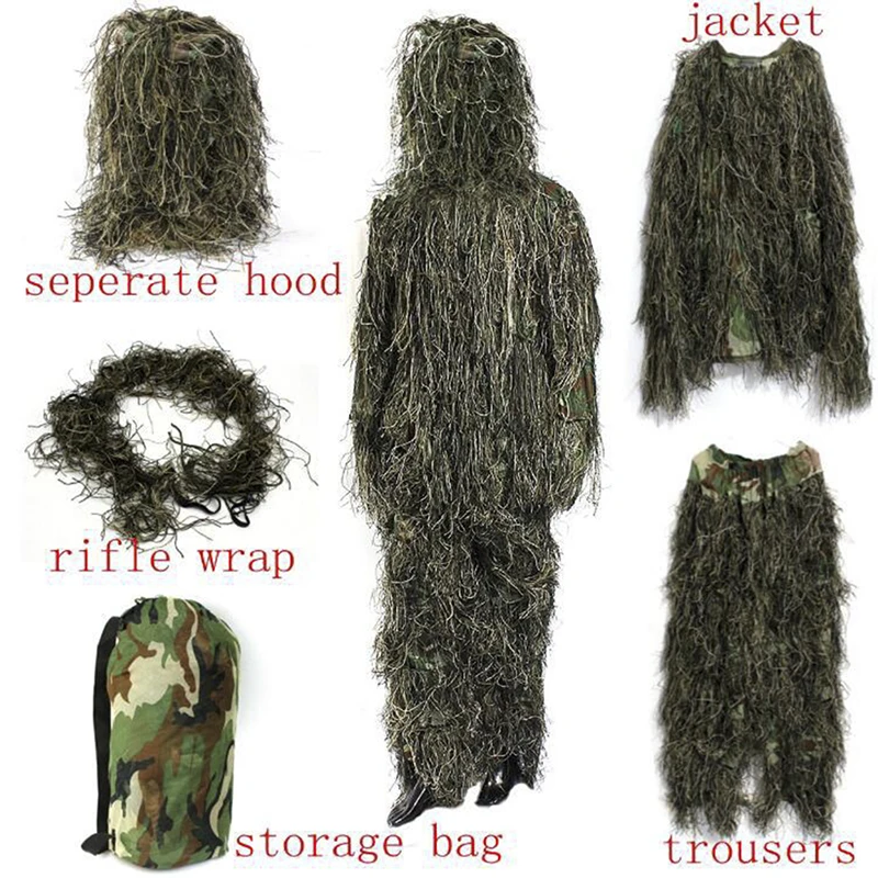 Ghillie костюм CS камуфляж Костюмы Набор Охота Маскировка Униформа Снайпер джунгли военный поезд охотничья одежда