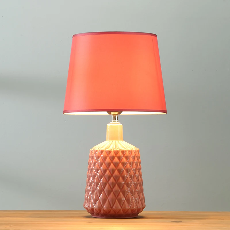 

Modern Nordic Pink Wedding Deco Ceramic Lamp Dimmer Simple Creative Handmade Porcelain Cloth Led E27 Desk Light H 49cm 1704