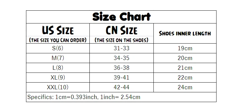 Dive Boot Size Chart