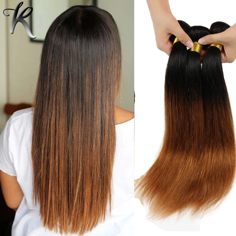 

7A Grade Ombre Brazilian Straight Hair 3 Bundles Cheap Brazilian Virgin Hair Two Tone Ombre Brazilian Hair Weave Bundles #1B/30