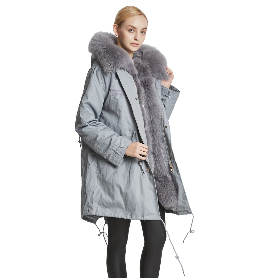 

Huanhou queen Real fur coat new fashion real fur parker clothing,slim and warm coat,