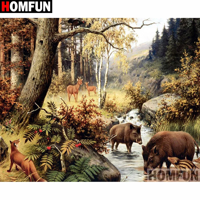 Diamond painting diamond art painting kit diamond painting set HOMFUN 5D DIY diamond painting animal wild boar