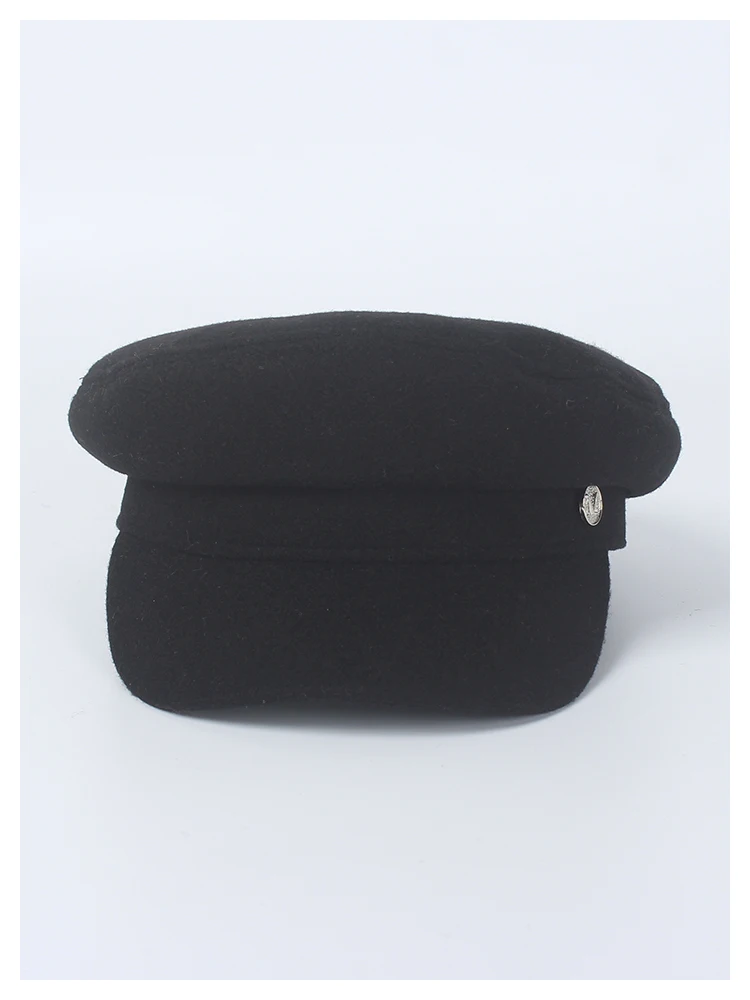 ROSELUOSI Женская осенне-зимняя армейские кепки Повседневная однотонная Шерстяная кепка газетчика Женская плоская фетровая шляпа Женская шляпка