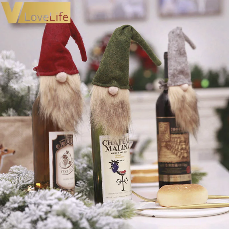 Скандинавский Санта-Клаус карликовая кукла крышка бутылки вина чехол рождественские украшения для ужина вечерние рождественские украшения