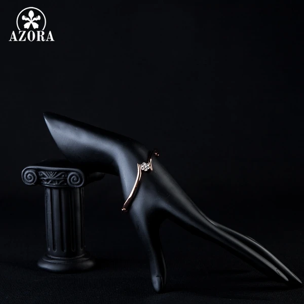 Женский браслет с австрийскими кристаллами AZORA розовое золото TB0011|bangle bracelet|azora rose