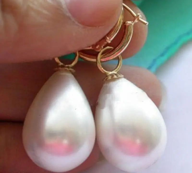 LARGE 12x16MM DRIP WHITE SOUTH SEA SHELL PEARL DANGLE EARRING AAAAAAA Free shipping | Украшения и аксессуары