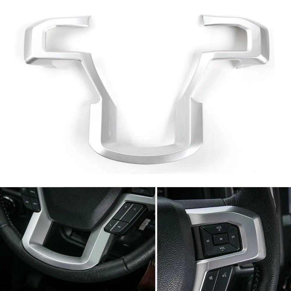 

Auto Steering Wheel Cover Trim Interior Chrome ABS Decoration Moldling Car Cover For Ford F150 F-150 2015 2016 2017 Car Styling