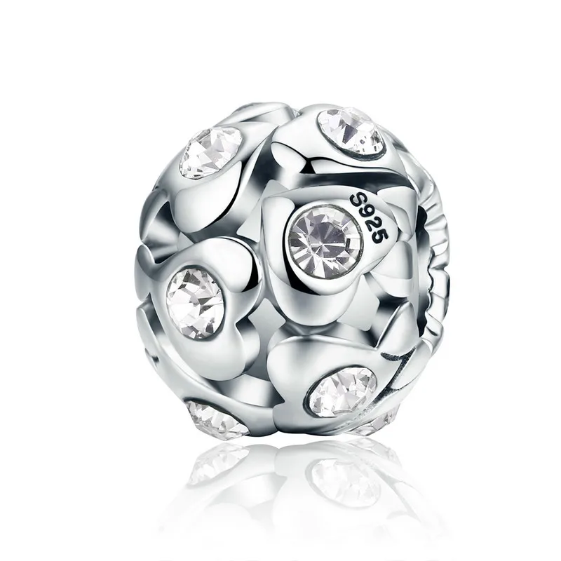 

MOWIMO Dazzling Heart Beads 925 Sterling Silver CZ Stone Fit Original Pandora Bracelet Necklace Charms DIY Jewelry Making BKC527
