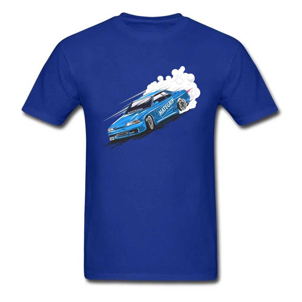 Blue drifting car New Arrival Printing T Shirt Crew Neck ostern Day 100% Cotton Short Sleeve T-Shirt for Men Unique T Shirts Blue drifting car blue