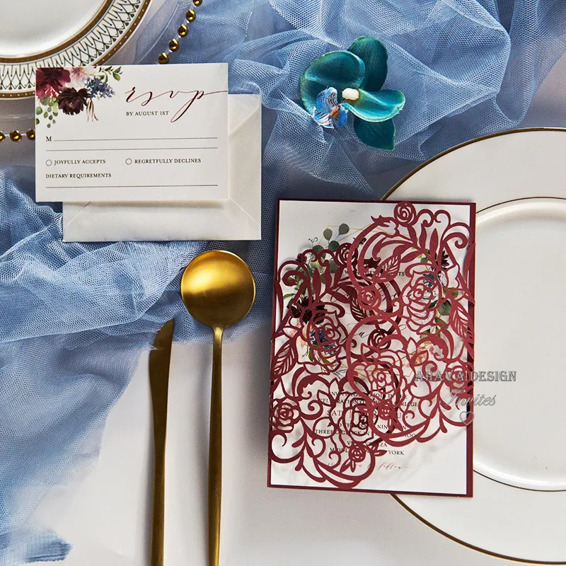 Burgundy-Laser-Cut-Warp-with-Burgundy-and-Blush-Floral-Wreath-on-Invitation-EWDA003