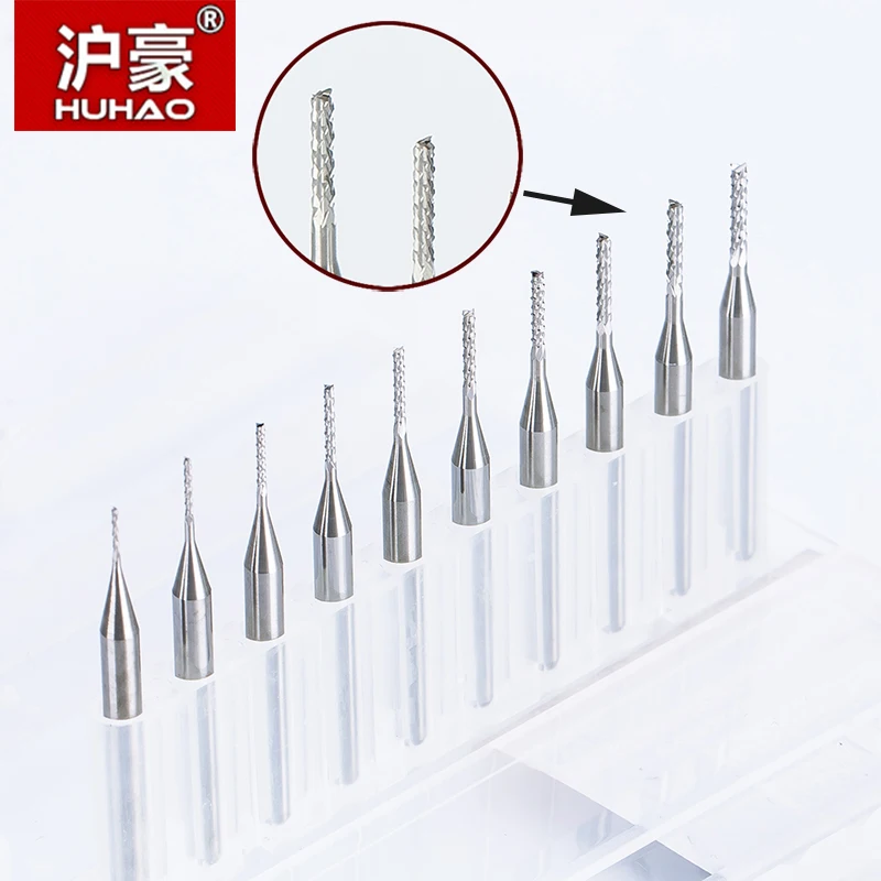 10pcs 3.175mm Carbide End Mill Engraving Bits CNC PCB Machinery 0.6-1.5mm Cuttin
