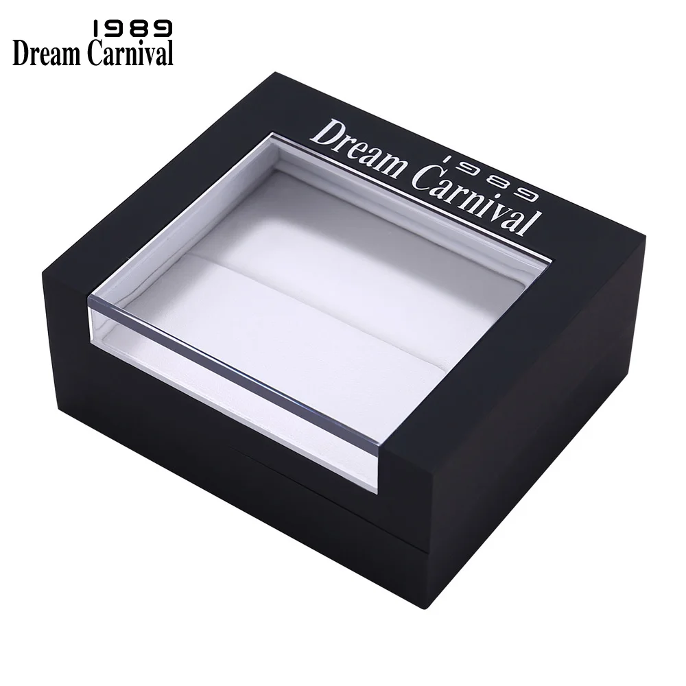 DreamCarnival 1989 Deluxe Black Gift Box for Pendant Necklaces Ring Earrings Bracelet UV Coating Transparent Window High Quality