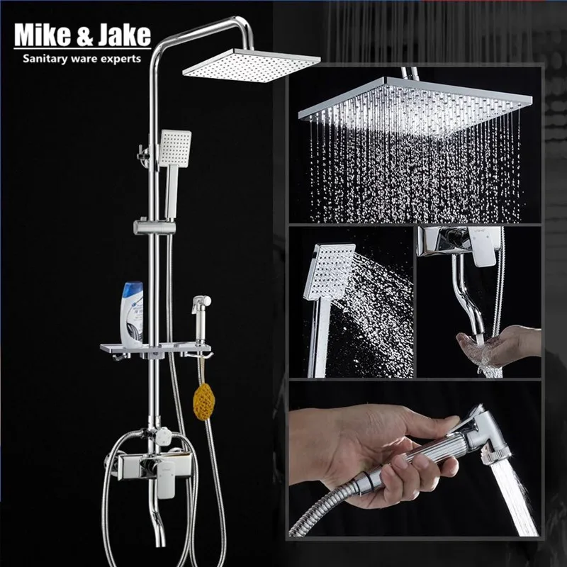 Bathroom three function shower set with bidet mixer rain shower faucet
