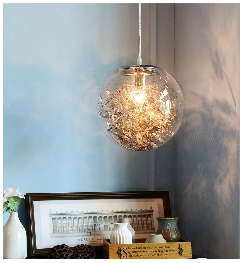 Современный из прозрачного стекла шар цветок светодиодный подвесной светильник s для спальни столовой подвесной светильник Лофт подвесной светильник светильники