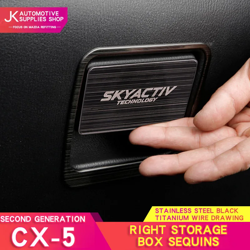 

For Mazda cx5 second generation headlight adjustment panel right storage box sequins stainless steel material modification
