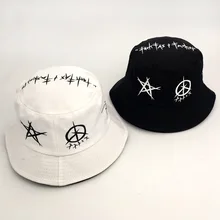 Унисекс Харадзюку Ведро Шляпа черно-белая граффити Рыбалка Открытый Панама хип хоп кепка мужская летняя шляпа женская пляжная кепка