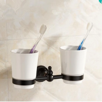 

Bathroom Accessories, Modern Black Finish Brass Toothbrush Tumbler&Cup Holder,Classic Creative Design,wall mounted Bath Hardware