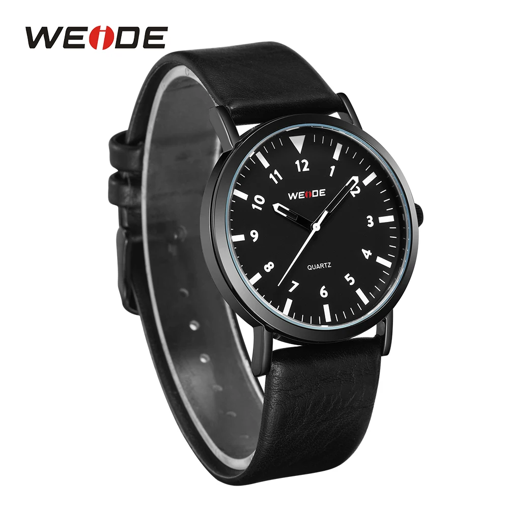 WEIDE Hot Clocks Quartz Movement Analog Sport Watches Leather Strap Military Black Dial Wrist Watches Relojes De Hombre for Man