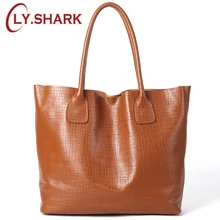 LY. SHARK, новинка, импортная, первый слой, Воловья кожа, мягкая кожа, большая сумка на плечо, Большая вместительная сумка, кожаная сумка
