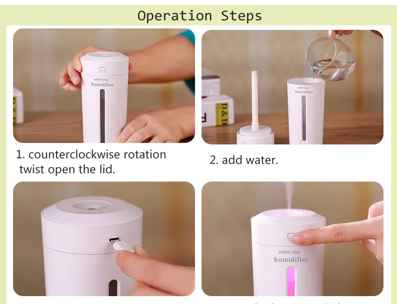 Мини Портативный 230 мл светодиодный ночной Светильник чашка арома-зарядка через usb увлажнитель воздуха Эфирное масло Арома-диффузор очиститель воздуха D35
