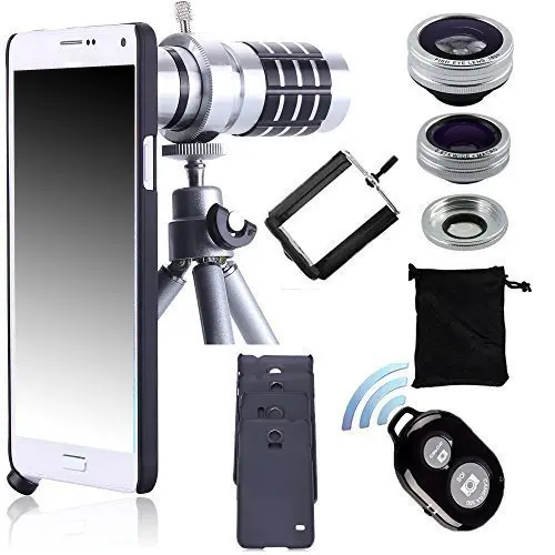 

12x Telescope Lente+Case Cover+Bluetooth Remote Shutter+Camera PhotoTripod Fisheye+Macro&Wide Angle Lens For Samsung Phone